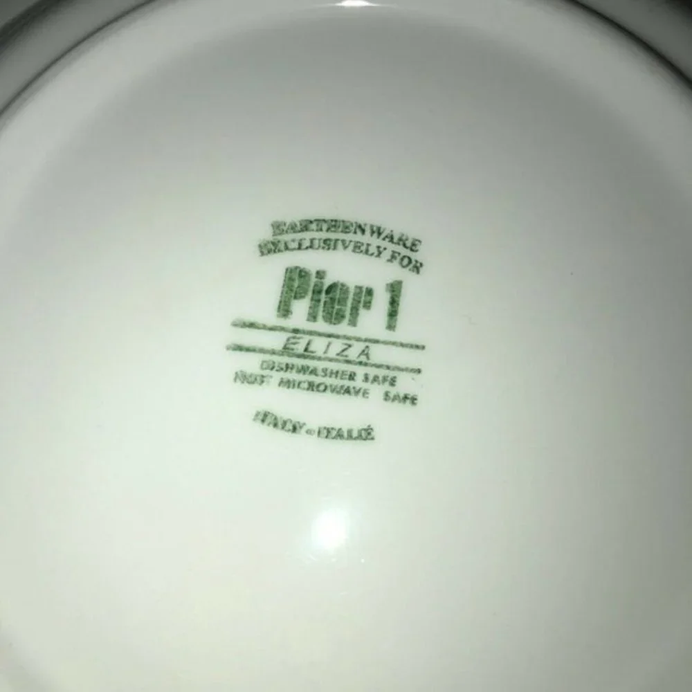 Pier‎ 1 Imports Eliza Earthware Dinner Plate Set (2) blue white